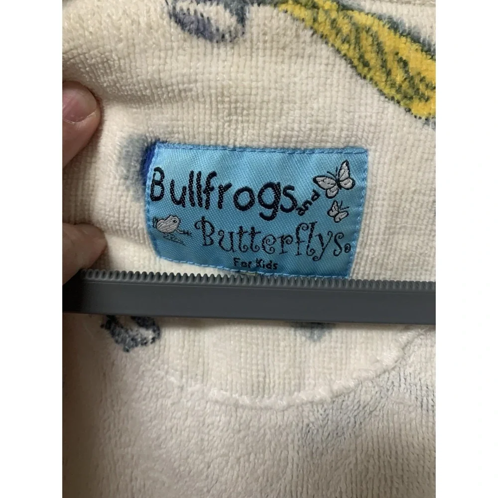 Bullfrogs & Butterflys Boys Tools Robe White Med Belt Pockets Hood Terry Cloth